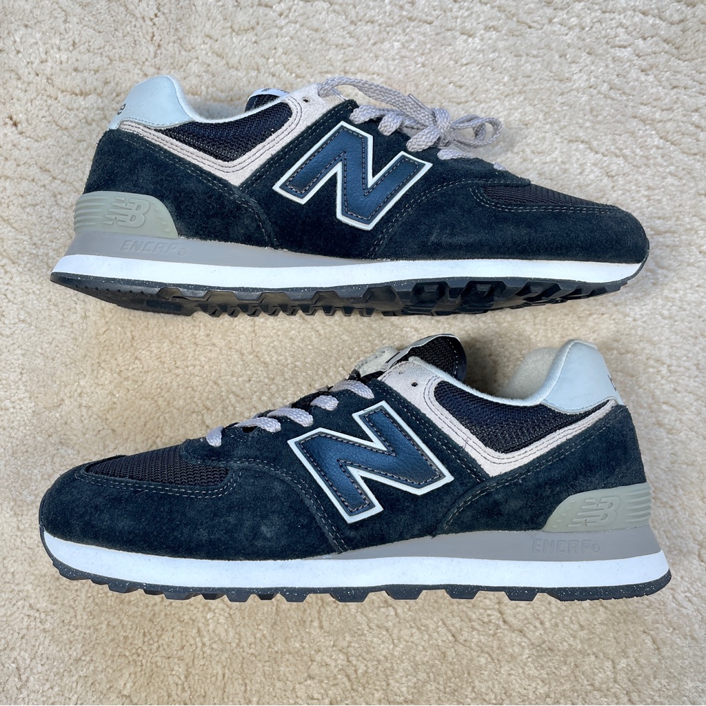 [Us 8.5] New Balance 574 Ml574-Evb Mens Running Shoes Black White Suede